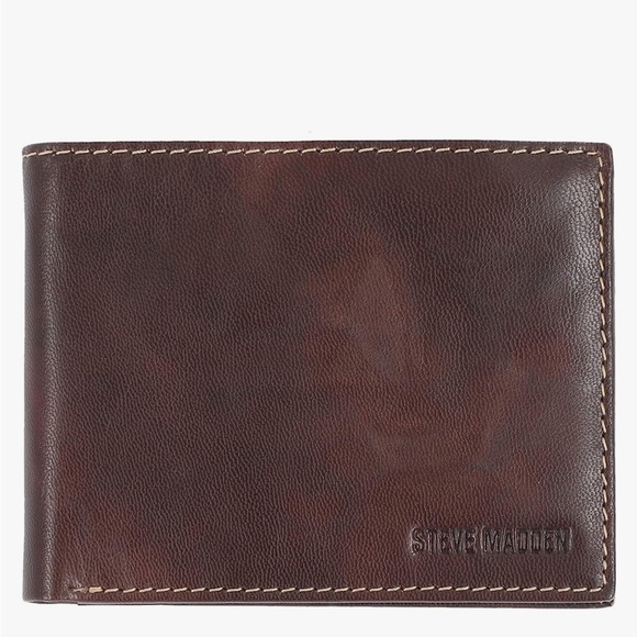 Steve Madden Men's Leather Wallet with RFID Technology, NIB - Picture 1 of 5